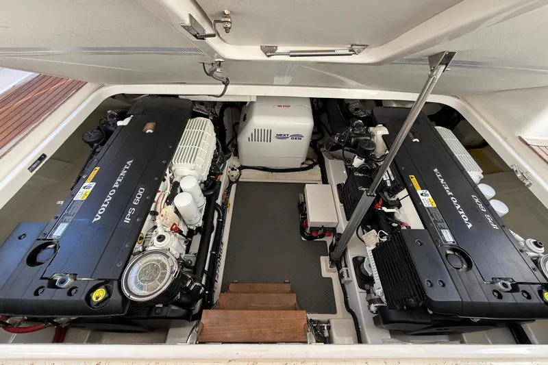  Yacht Photos Pics Engine room of 2017 Grand Banks 44 Eastbay SX with Volvo Penta IPS 600 engines.