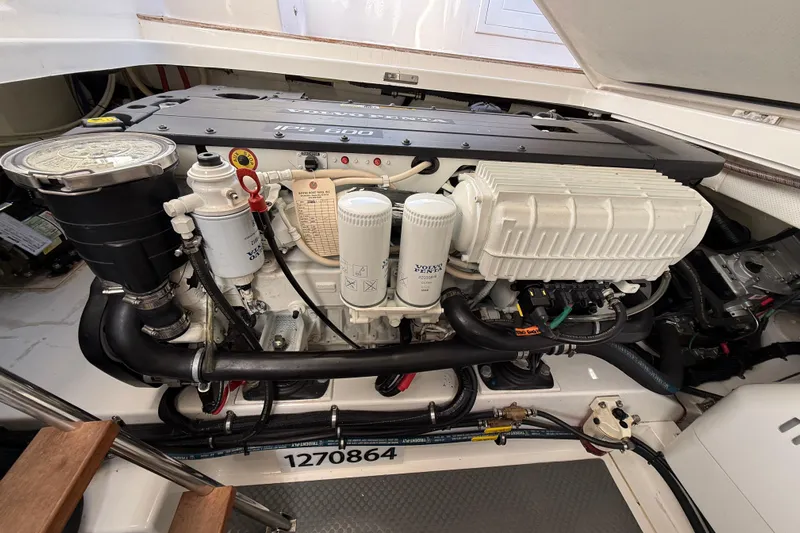  Yacht Photos Pics Engine compartment of 2017 Grand Banks 44 Eastbay SX with Volvo Penta components.