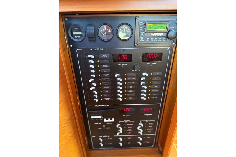  Yacht Photos Pics Electrical control panel on a 2017 Grand Banks 44 Eastbay SX yacht.