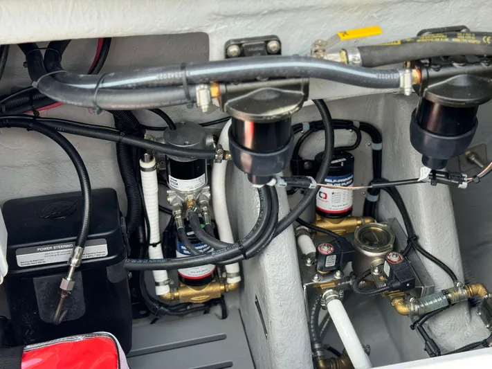  Yacht Photos Pics Engine compartment of 2025 Ranieri CAYMAN 38.0 EXECUTIVE with visible wiring and components.