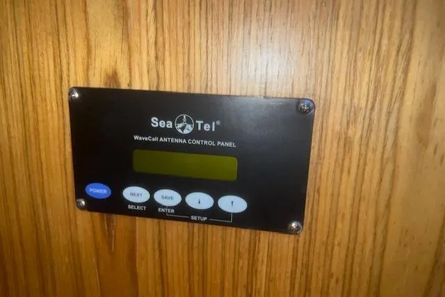 Bad Habits Yacht Photos Pics Sea Tel WaveCall antenna control panel on 2002 Libby 38 Downeast boat.