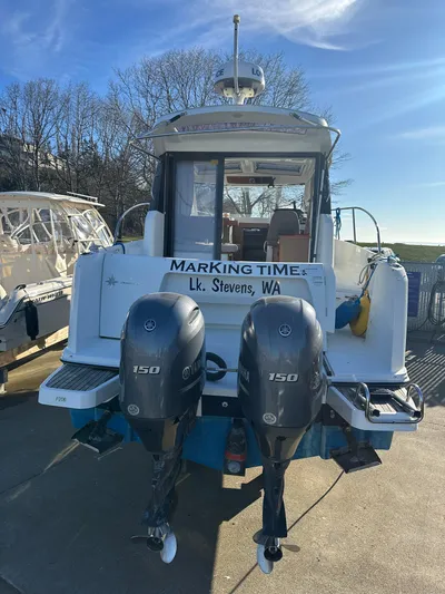 Marking Time Yacht Photos Pics 2016 Jeanneau Merry Fisher 855 boat with dual 150 horsepower engines, docked in Lake Stevens, WA.