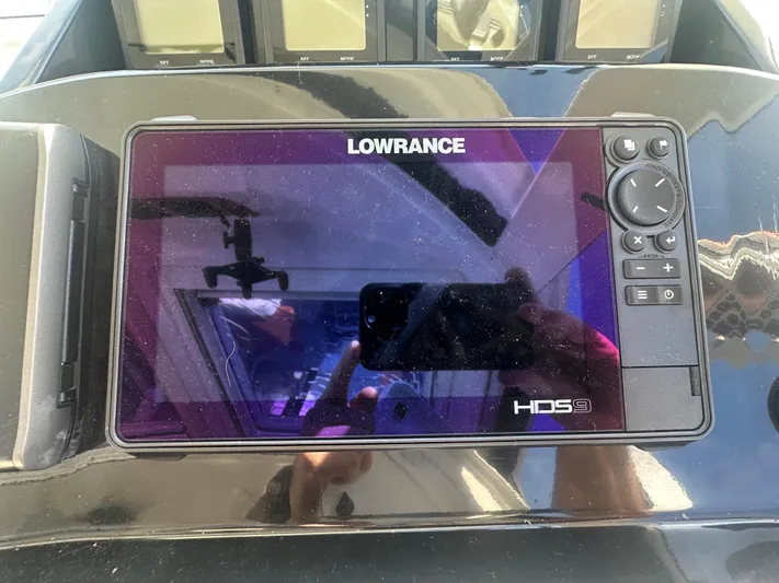 Marking Time Yacht Photos Pics Lowrance HDS display on 2016 Jeanneau Merry Fisher 855 boat dashboard.