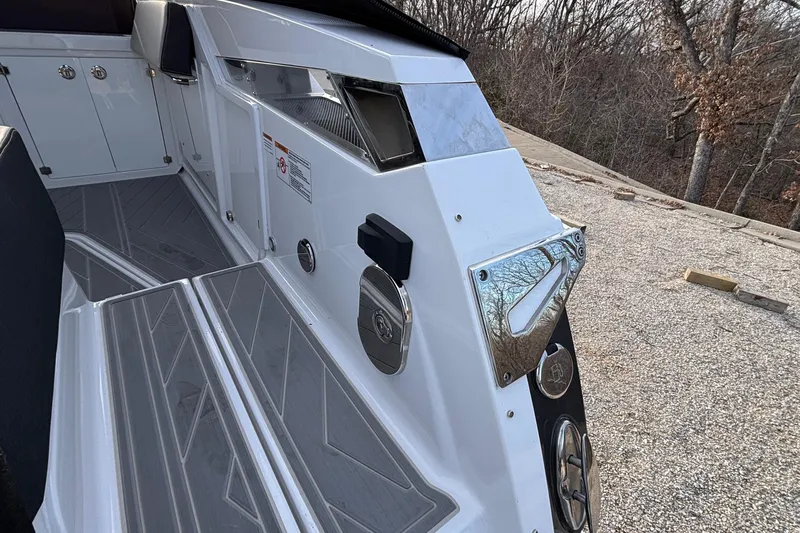  Yacht Photos Pics 2026 Monterey 385 Super Express boat interior with sleek design and modern features.