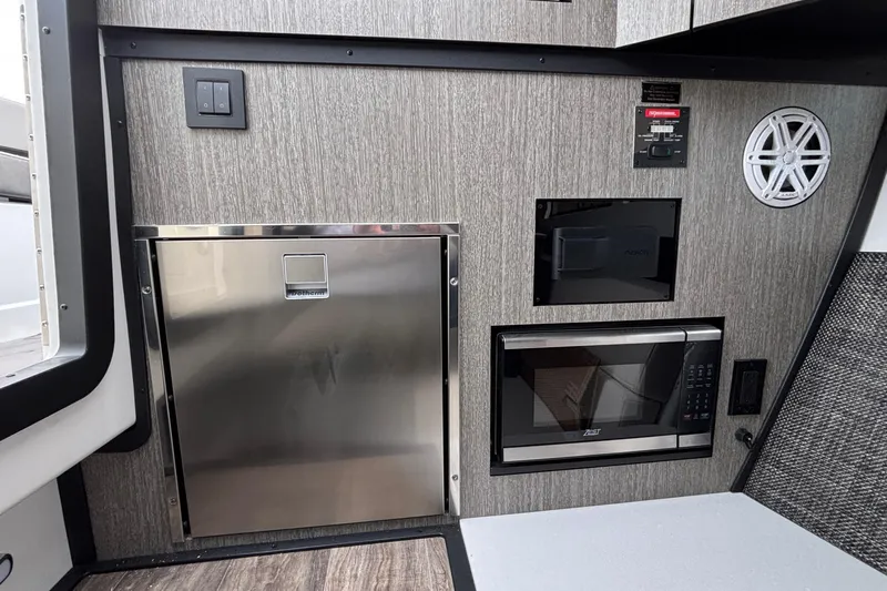  Yacht Photos Pics Interior of 2026 Monterey 385 Super Express with modern appliances and sleek design.