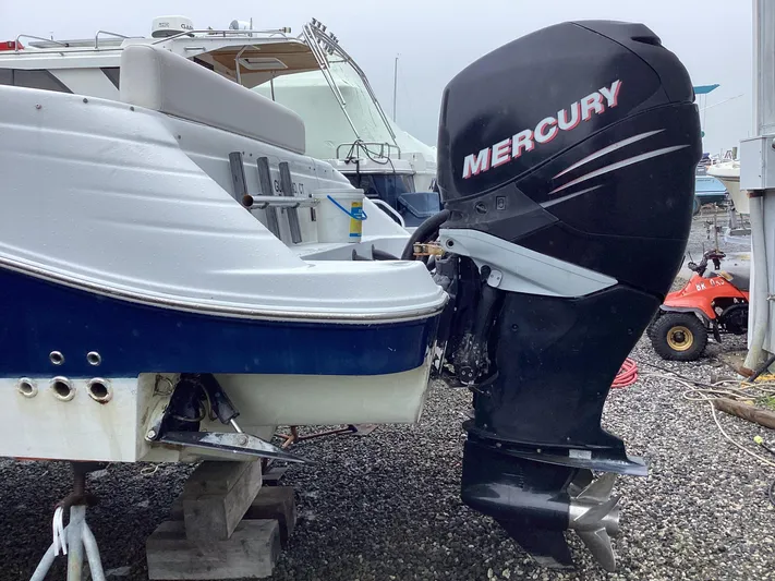  Yacht Photos Pics 2008 Donzi 38 ZSF boat with Mercury outboard motor on gravel.