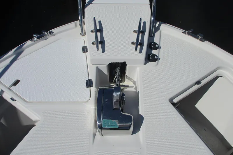 I'm Busy Yacht Photos Pics 2015 Cutwater 30 Command Bridge LE boat anchor system and deck details.