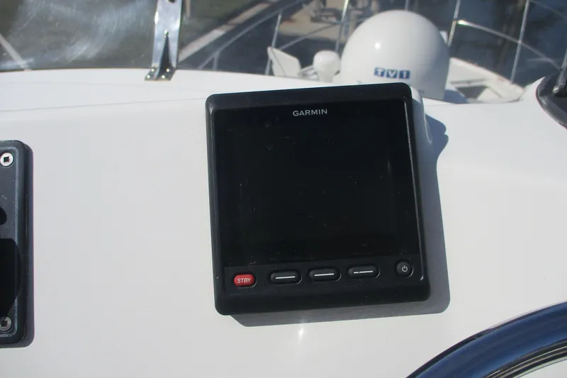 I'm Busy Yacht Photos Pics Garmin device on 2015 Cutwater 30 Command Bridge LE boat dashboard.