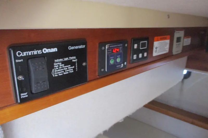 I'm Busy Yacht Photos Pics Control panel of a 2015 Cutwater 30 Command Bridge LE with Cummins Onan generator.