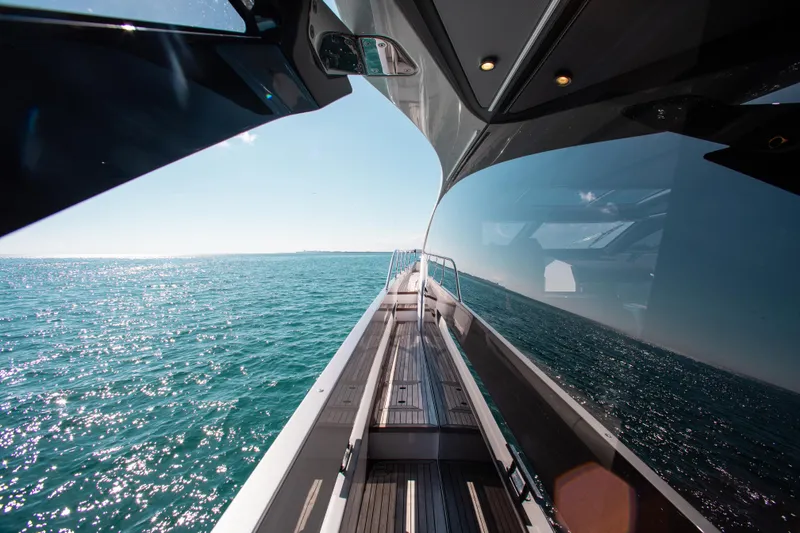  Yacht Photos Pics 2022 Azimut S8 yacht deck with ocean view and sleek design.