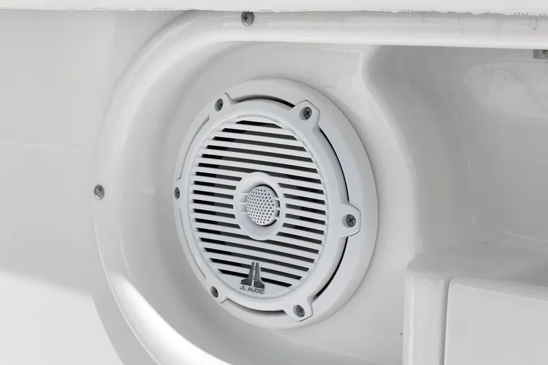 Vaquero Chingon Yacht Photos Pics Speaker on 2016 Boston Whaler 370 Outrage boat, featuring JL Audio design.