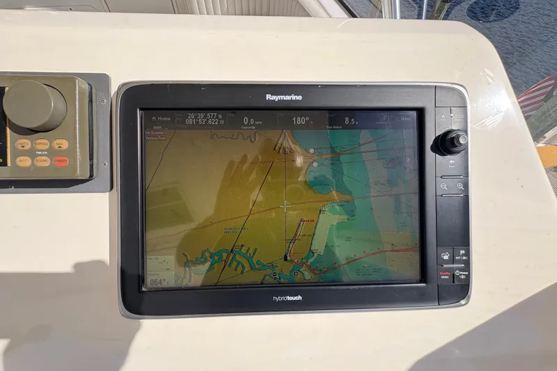 Fender Bender Yacht Photos Pics Raymarine navigation display on 1996 Ocean Yachts 48 Super Sport boat.