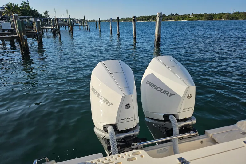  Yacht Photos Pics Twin Mercury Verado engines on a 2012 Pursuit C 310 Center Console boat.