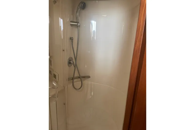 Son Days Yacht Photos Pics Shower area in 2006 Tiara Yachts 3800 Open, featuring sleek design and modern fixtures.