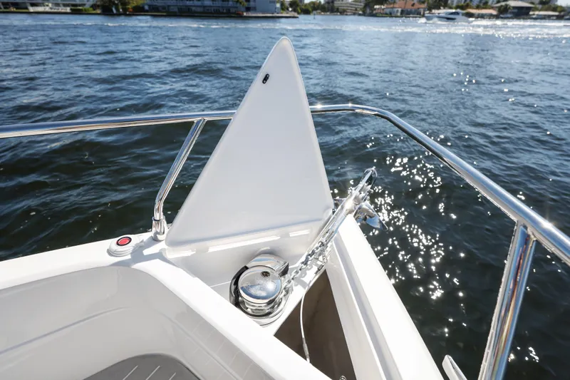  Yacht Photos Pics 2025 VALIATT YACHTS 380 Bowrider, sleek bow design on sparkling water.