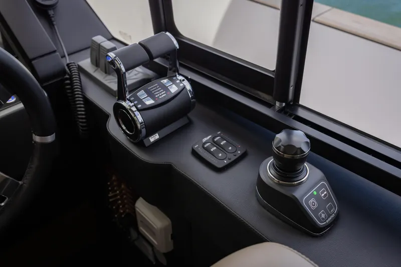 Seahawk Yacht Photos Pics Control panel of 2025 Azimut Magellano 66 yacht, featuring advanced navigation controls.