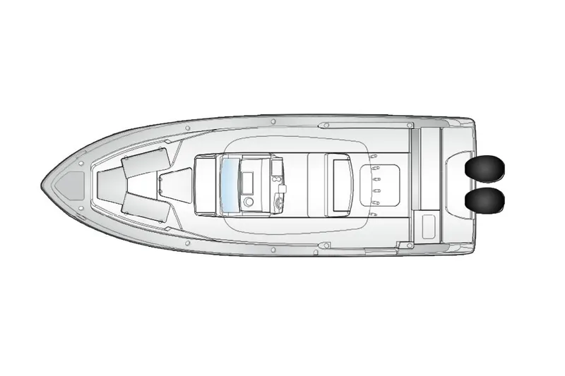  Yacht Photos Pics Manufacturer Provided Image: Top view of 2021 Everglades 335 Center Console boat layout.