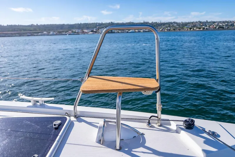 Nostos Yacht Photos Pics Nautitech 40 Open 2020 yacht deck with ocean view and clear sky.