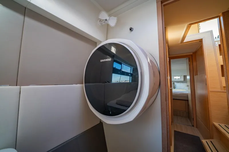 Nostos Yacht Photos Pics Interior of 2020 Nautitech 40 Open yacht featuring a Daewoo washing machine.