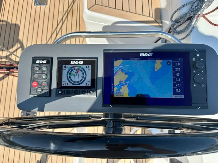  Yacht Photos Pics B&G navigation system on 2024 J Boats J/40 sailboat, featuring digital displays and controls.