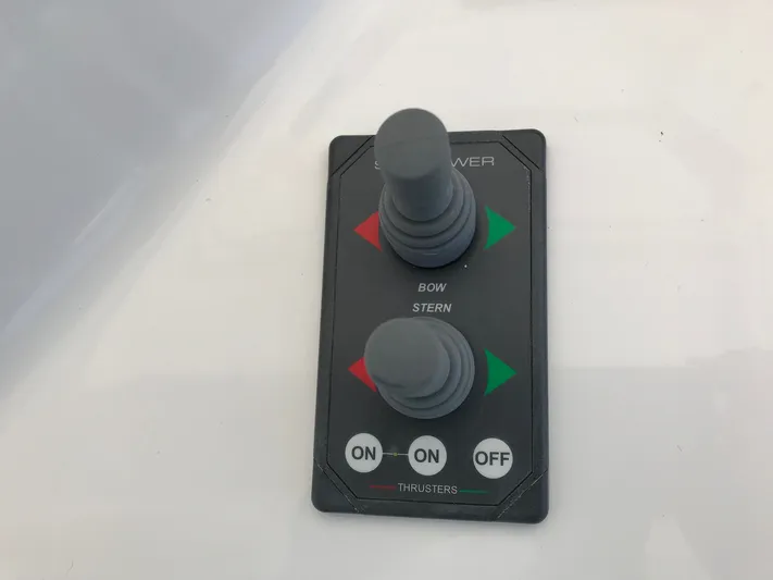 St. Somewhere Yacht Photos Pics Control panel of a 2017 Sumerset houseboat with bow and stern thruster switches.