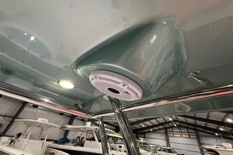  Yacht Photos Pics 2021 Mag Bay 33 CC boat interior with speaker and lighting fixtures.