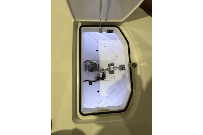  Yacht Photos Pics 2021 Mag Bay 33 CC anchor locker with lighting and secure fittings.