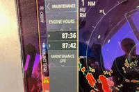 Display screen showing maintenance data and engine hours for Nimbus T 11, 2023 model.
