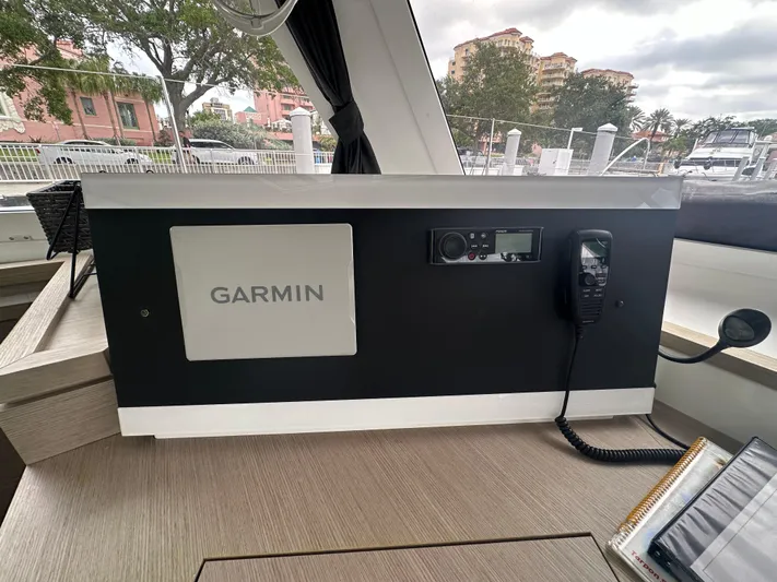 Brave Coquina Yacht Photos Pics Garmin navigation system on a 2020 Fountaine Pajot Lucia 40 catamaran.