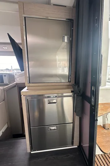 Brave Coquina Yacht Photos Pics Modern kitchen area in 2020 Fountaine Pajot Lucia 40 catamaran.