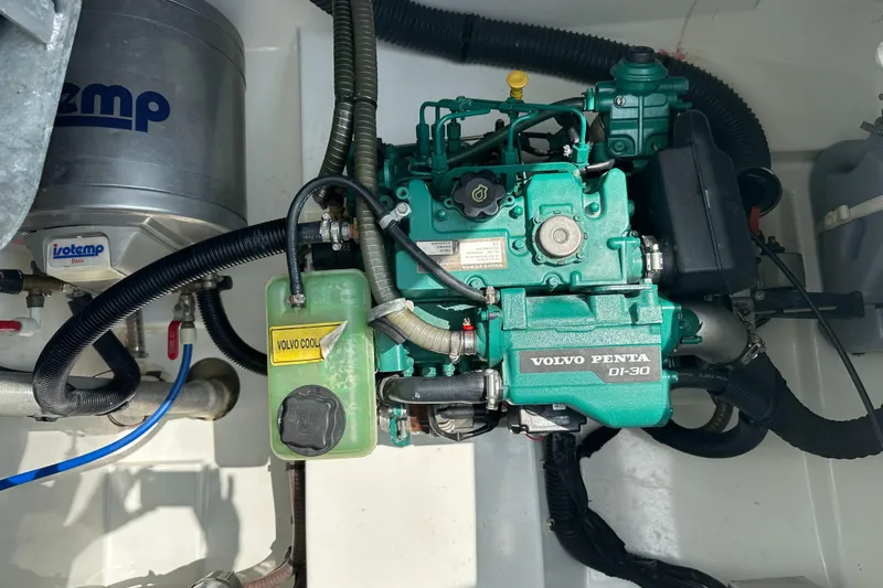 Brave Coquina Yacht Photos Pics Engine compartment of 2020 Fountaine Pajot Lucia 40 with Volvo Penta D1-30.
