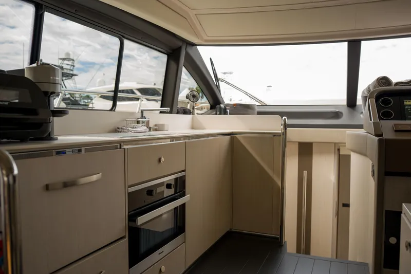 La Paloma Yacht Photos Pics Luxurious interior of 2019 Azimut Fly 50 yacht with modern kitchen amenities.