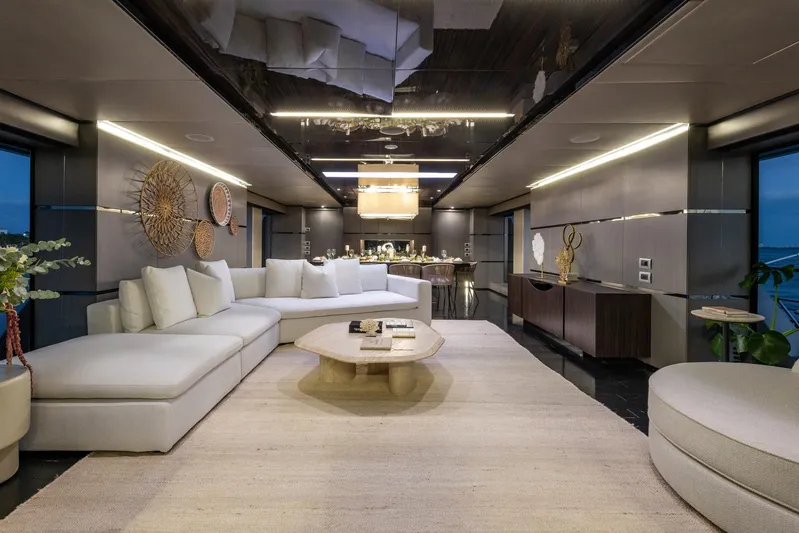 Maverick Yacht Photos Pics Luxurious interior of 2013 Admiral Impero 40 yacht with modern decor and elegant furnishings.