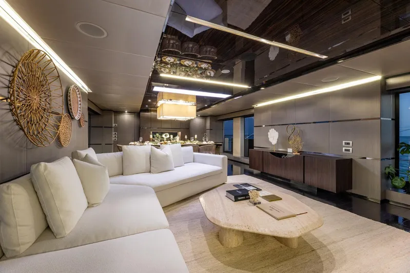 Maverick Yacht Photos Pics Luxurious interior of 2013 Admiral Impero 40 yacht with modern decor and elegant furnishings.