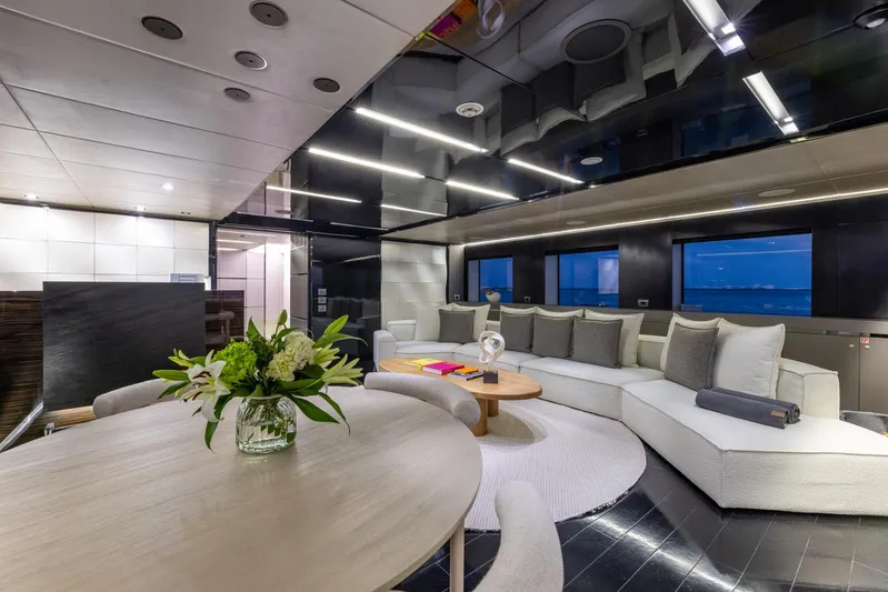 Maverick Yacht Photos Pics Luxurious interior of 2013 Admiral Impero 40 yacht with modern furnishings and elegant decor.