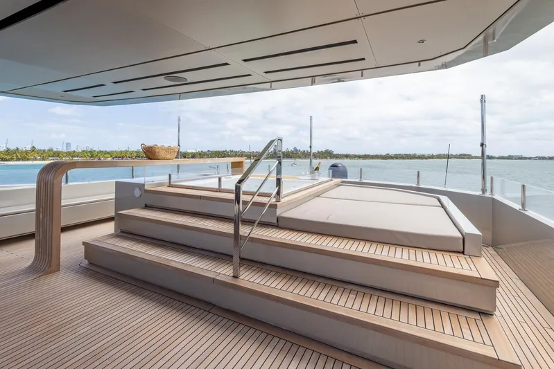 Maverick Yacht Photos Pics Luxury yacht Admiral Impero 40, 2013 model, featuring elegant deck with scenic ocean view.