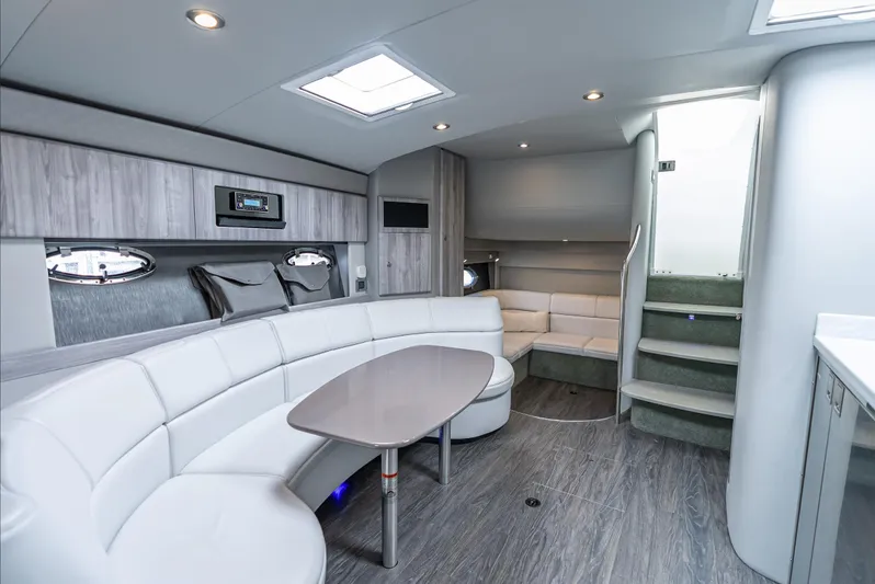  Yacht Photos Pics Luxurious 2022 Formula 40 PC yacht interior with modern seating and elegant design.