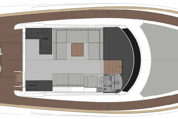  Yacht Photos Pics Floor plan of 2026 Solaris Power 48 Flybridge yacht, featuring interior layout and design.