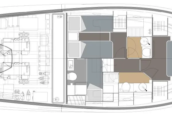  Yacht Photos Pics Floor plan of 2026 Solaris Power 48 Flybridge yacht, showcasing interior layout and design.