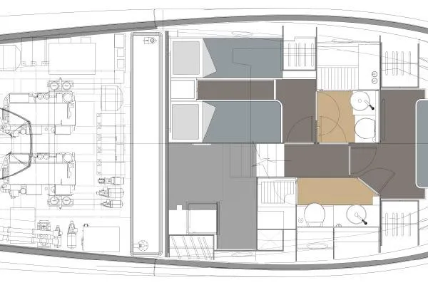  Yacht Photos Pics Floor plan of 2026 Solaris Power 48 Flybridge yacht, showcasing interior layout and design.
