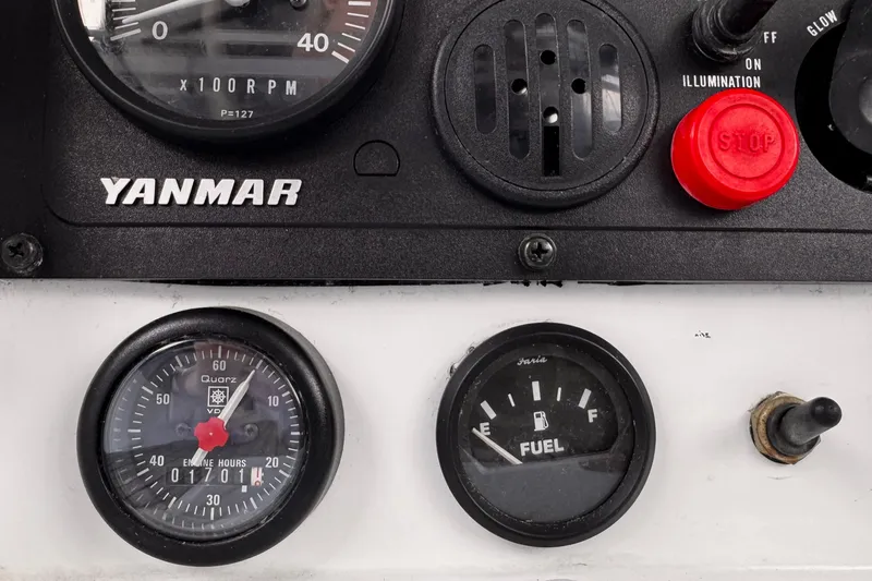 Yacht Photos Pics Control panel of a 2001 Jeanneau Sun Odyssey 43 DS with Yanmar engine gauges.