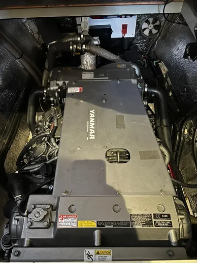 Jamsam Yacht Photos Pics Engine compartment of a 2017 Leopard 51 Powercat with Yanmar engine.
