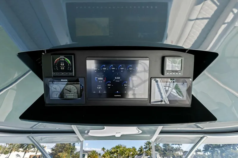 Olde Floridian Yacht Photos Pics 2023 Vikiing convertible dashboard with advanced navigation and control displays.