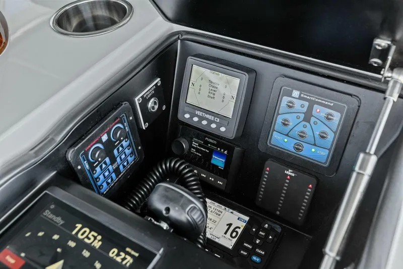 Olde Floridian Yacht Photos Pics 2023 Vikiing convertible dashboard with advanced navigation and control systems.