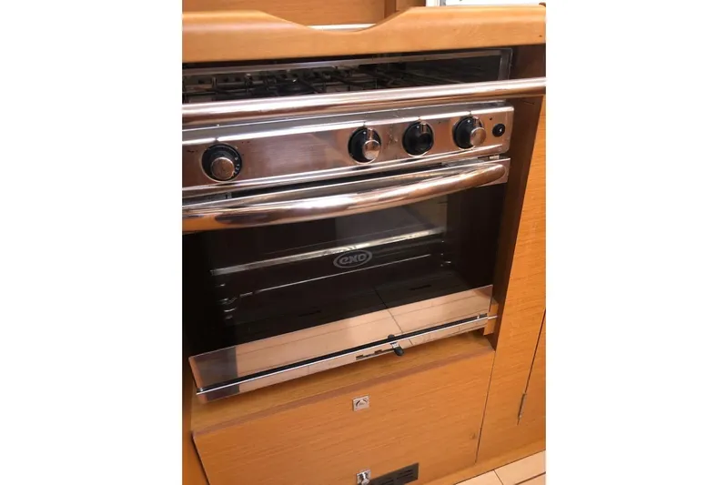  Yacht Photos Pics Stainless steel oven in 2015 Jeanneau 57 yacht kitchen.