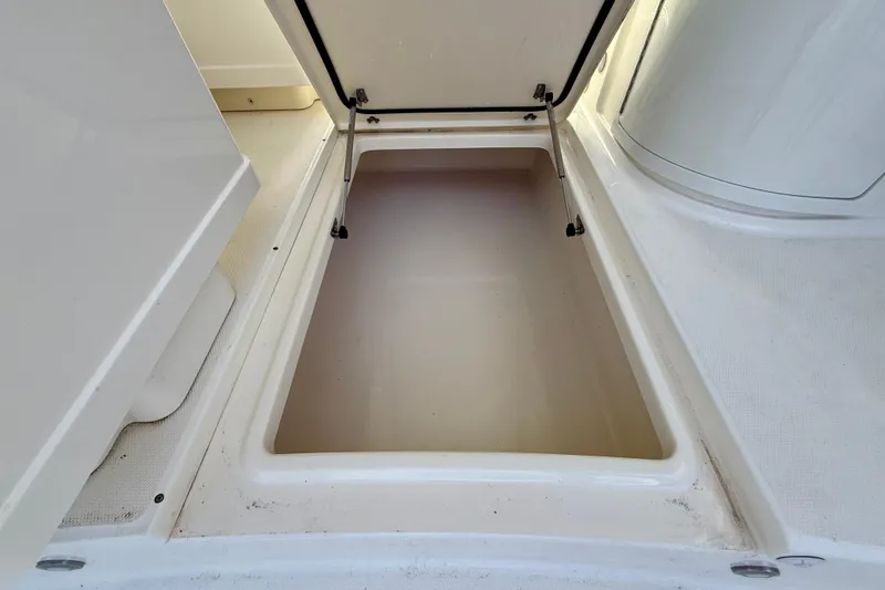  Yacht Photos Pics Open storage compartment on a 2016 World Cat 320 DC boat.
