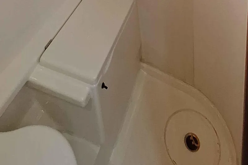  Yacht Photos Pics Interior of 2014 Hanse 385 yacht bathroom with shower and toilet.