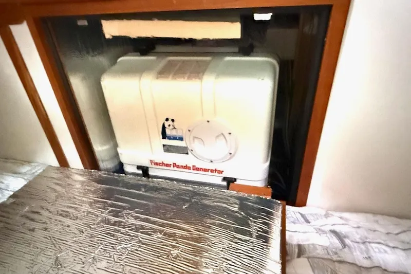 Alegria Yacht Photos Pics Fischer Panda generator in 2007 Tartan 4400 yacht engine compartment.