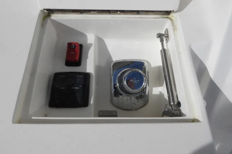  Yacht Photos Pics Control panel of 2015 Grand Banks 46 Eastbay SX yacht with emergency stop and transfer switch.