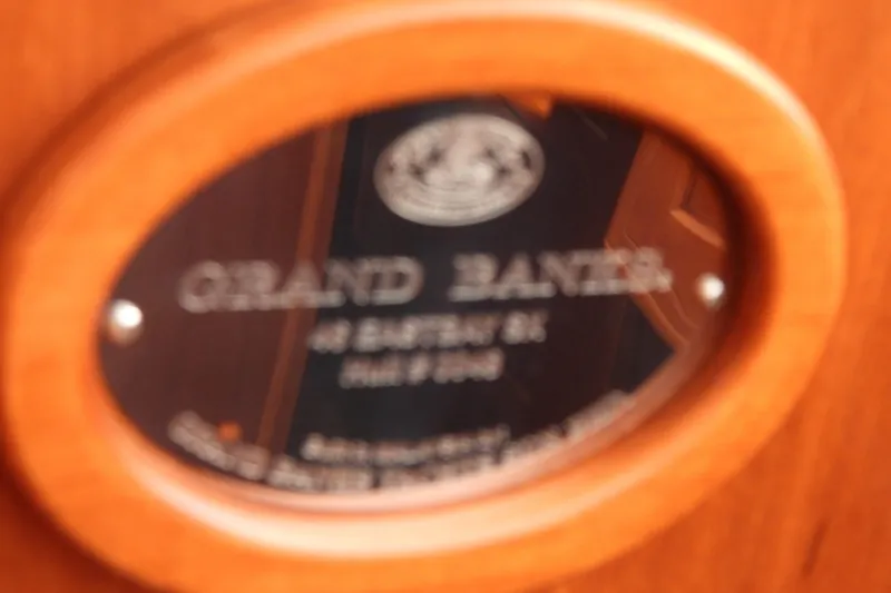  Yacht Photos Pics Plaque on 2015 Grand Banks 46 Eastbay SX yacht, featuring brand and model details.